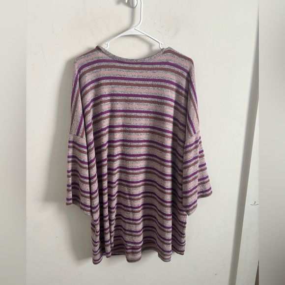 Torrid Sweater Top 4X Striped Soft Knit Purple 3/4 Lightweight Casual Pullover - Picture 3 of 7